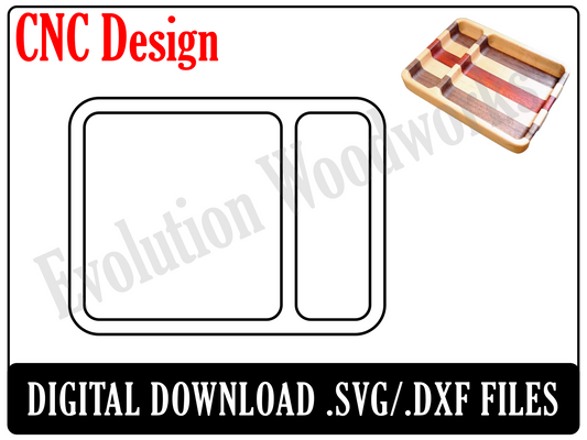 CNC Files svg & dxf Digital Files 6"x8" Two Pocket Catch All Tray Instant Download